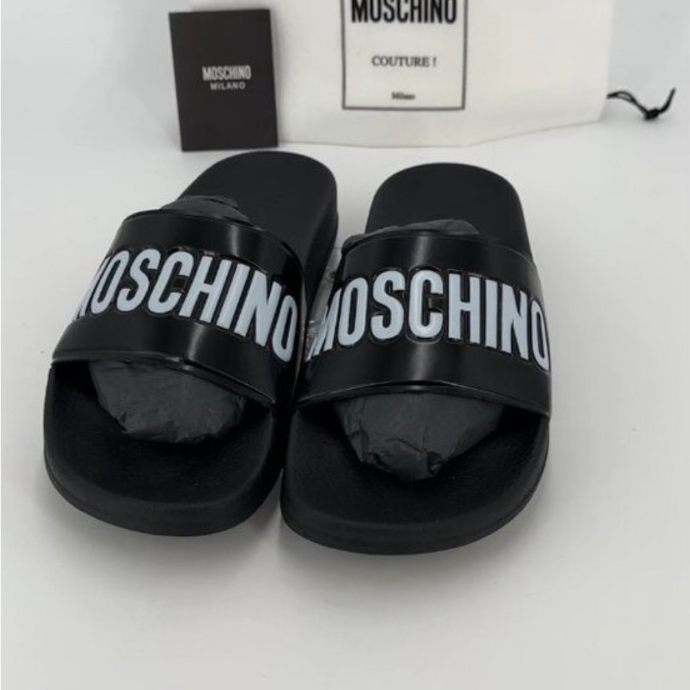 Moschino Black Slide Sandals/Slippers